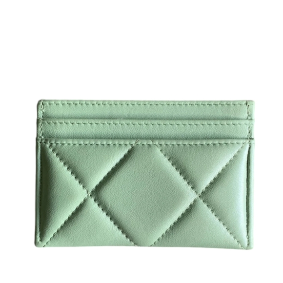 BNIB NWT! Chanel CC Shiny Goatskin Quilted C24 19 Card Holder Green Tiffany Blue - Picture 2 of 10